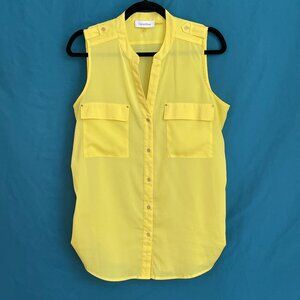 CALVIN KLEIN Lightweight Sheer Yellow Tank - Medium